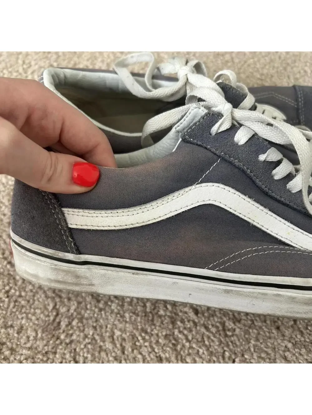 Men’s size US 13 Grey and white Vans Old Skool trainers